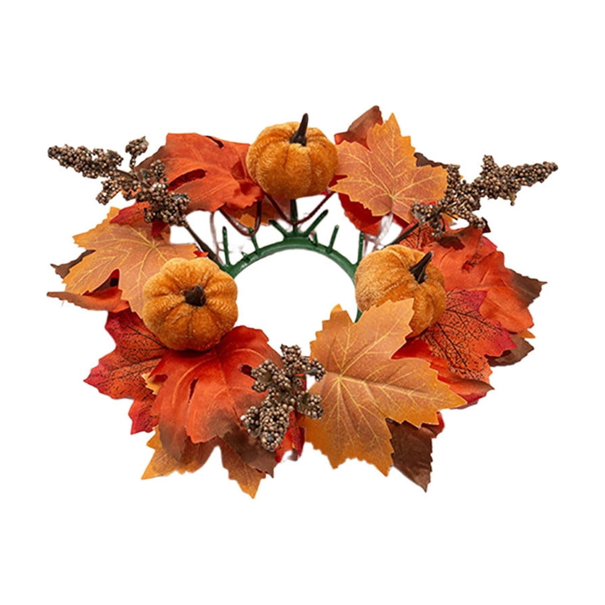 Fall Maple Leaf Front Door Wreath, Multicolor Plastic Seasonal Wreath for Halloween Thanksgiving Christmas Indoor Wall Fireplace Home Decor, 9.84 Inch