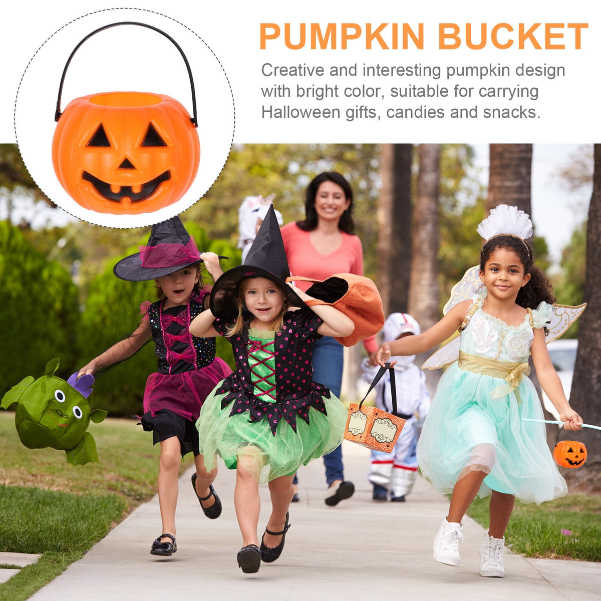 Pumpkin Candy Bucket 8pcs Plastic Pumpkin Candy Bucket Children Pumpkin Candy Pail Holder for Halloween Party Decoration Orange