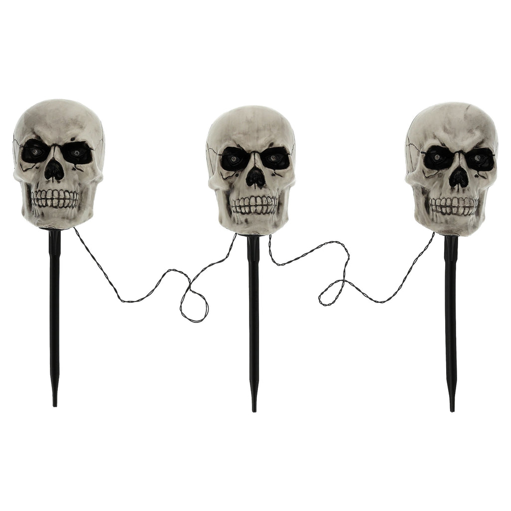 Outdoor Battery-Operated LED Skull Pathmarkers, 17", 3 Count, Halloween by Way To Celebrate