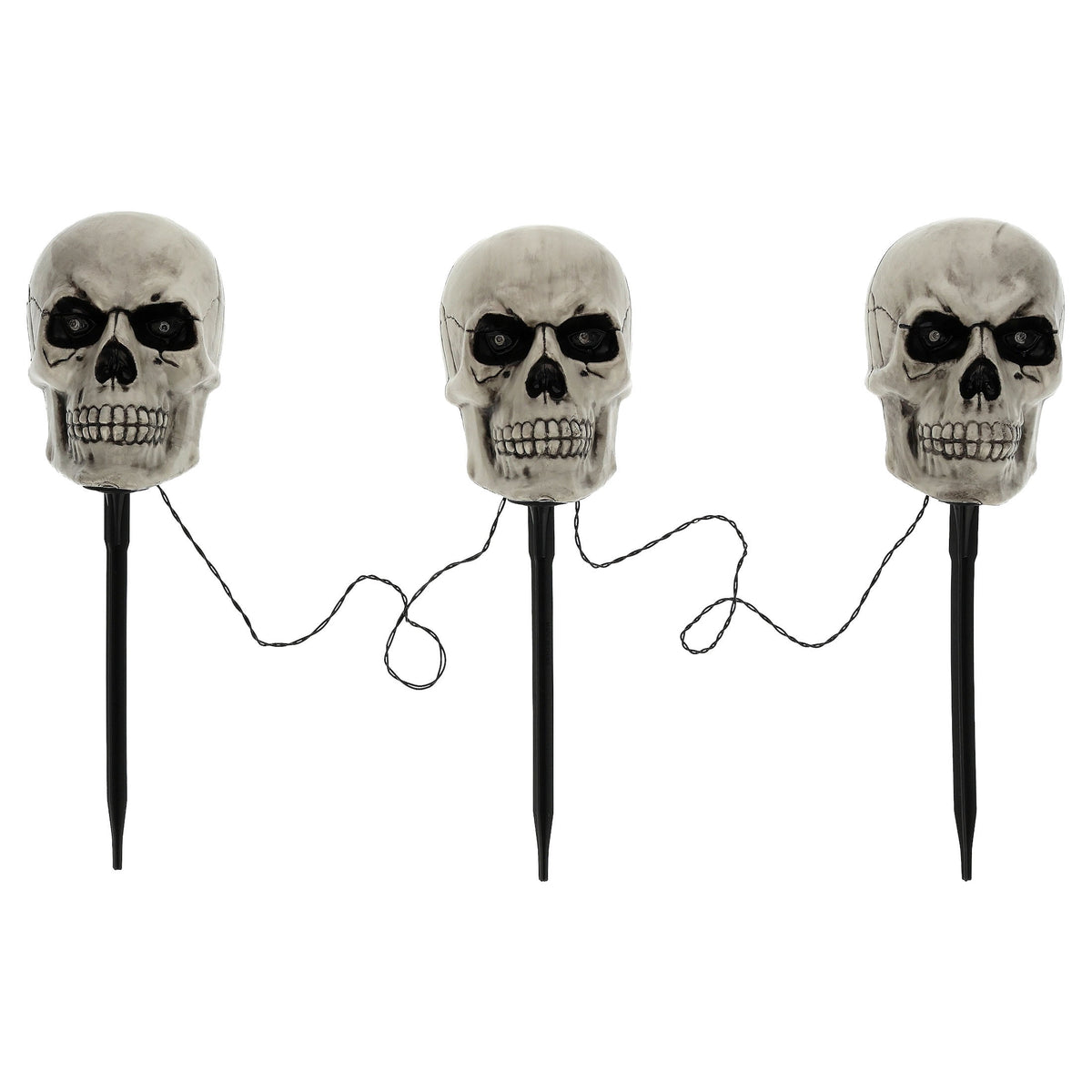 Outdoor Battery-Operated LED Skull Pathmarkers, 17", 3 Count, Halloween by Way To Celebrate