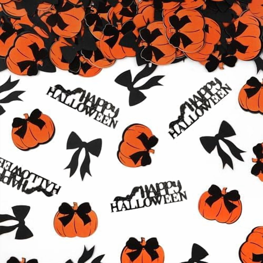 200 Piece Black Bow and Pumpkin Halloween Confetti