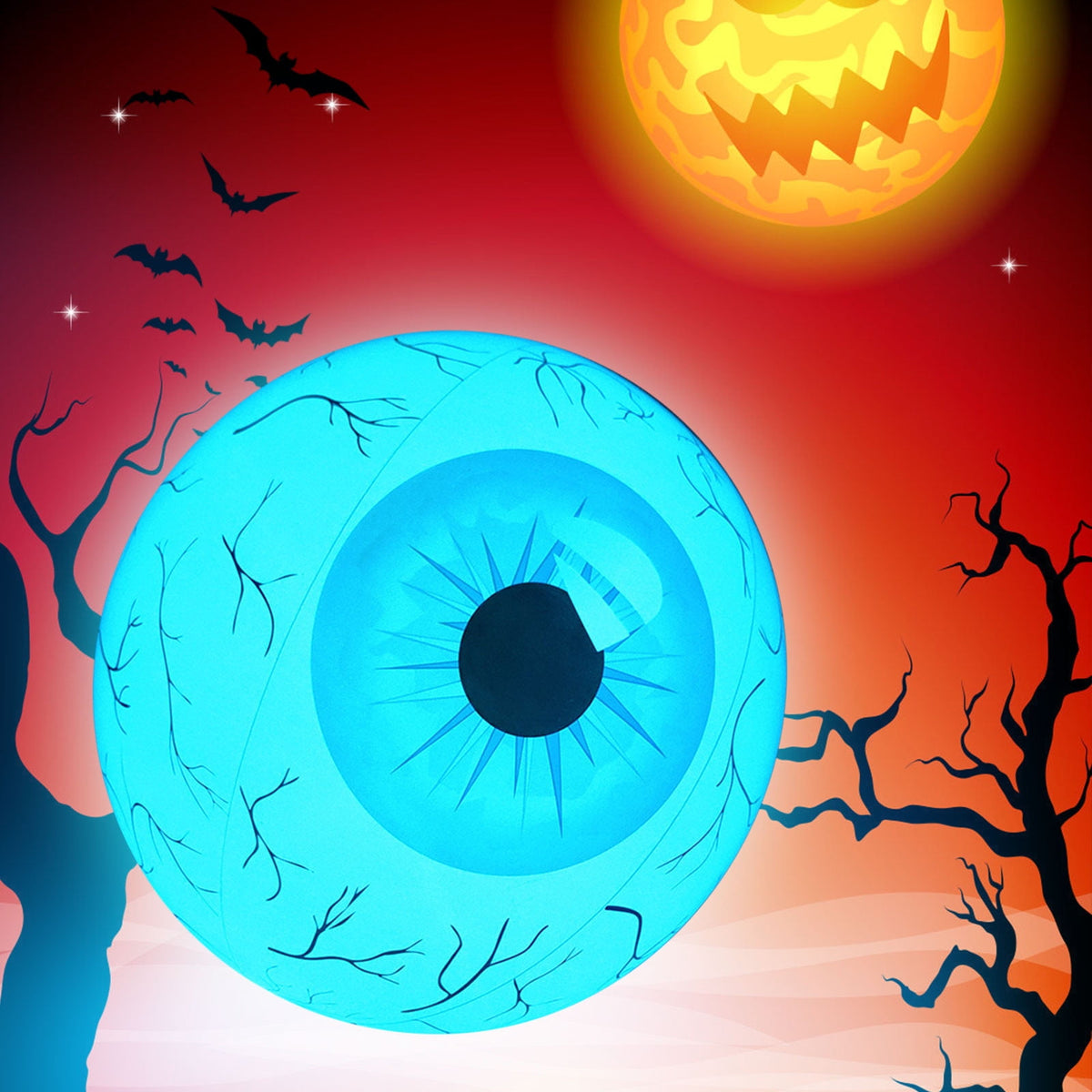 Kumdkd 15.7" Halloween LED Eyeball Inflatable Decor - Color Changing Party Balloon with Remote Control for Indoor/Outdoor Scary Decorations