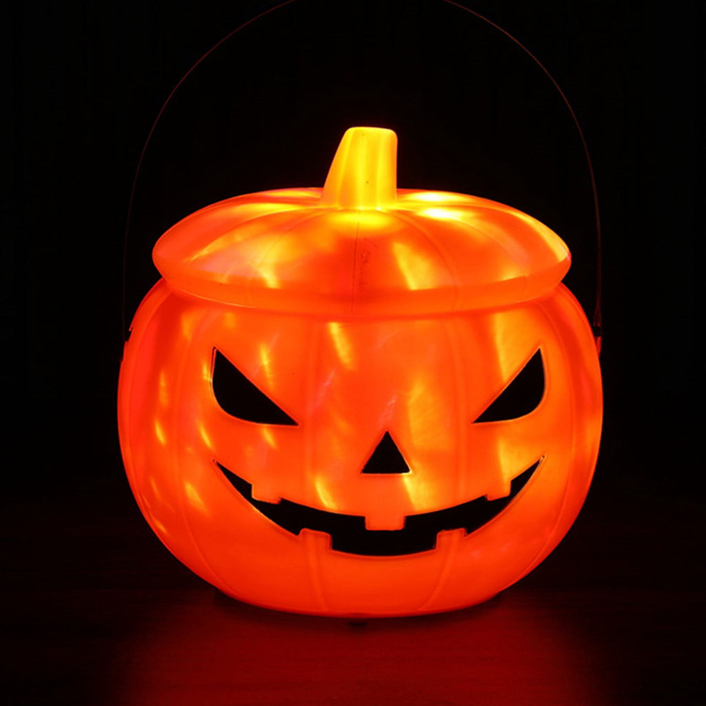 Kyusrd Trick or Treat Halloween Lantern Pumpkin Decoration Lighted Table Centerpieces Ornaments Spooky Pumpkin Prop Decor Decorative Wedding Candy Bowl Organizer Canisters