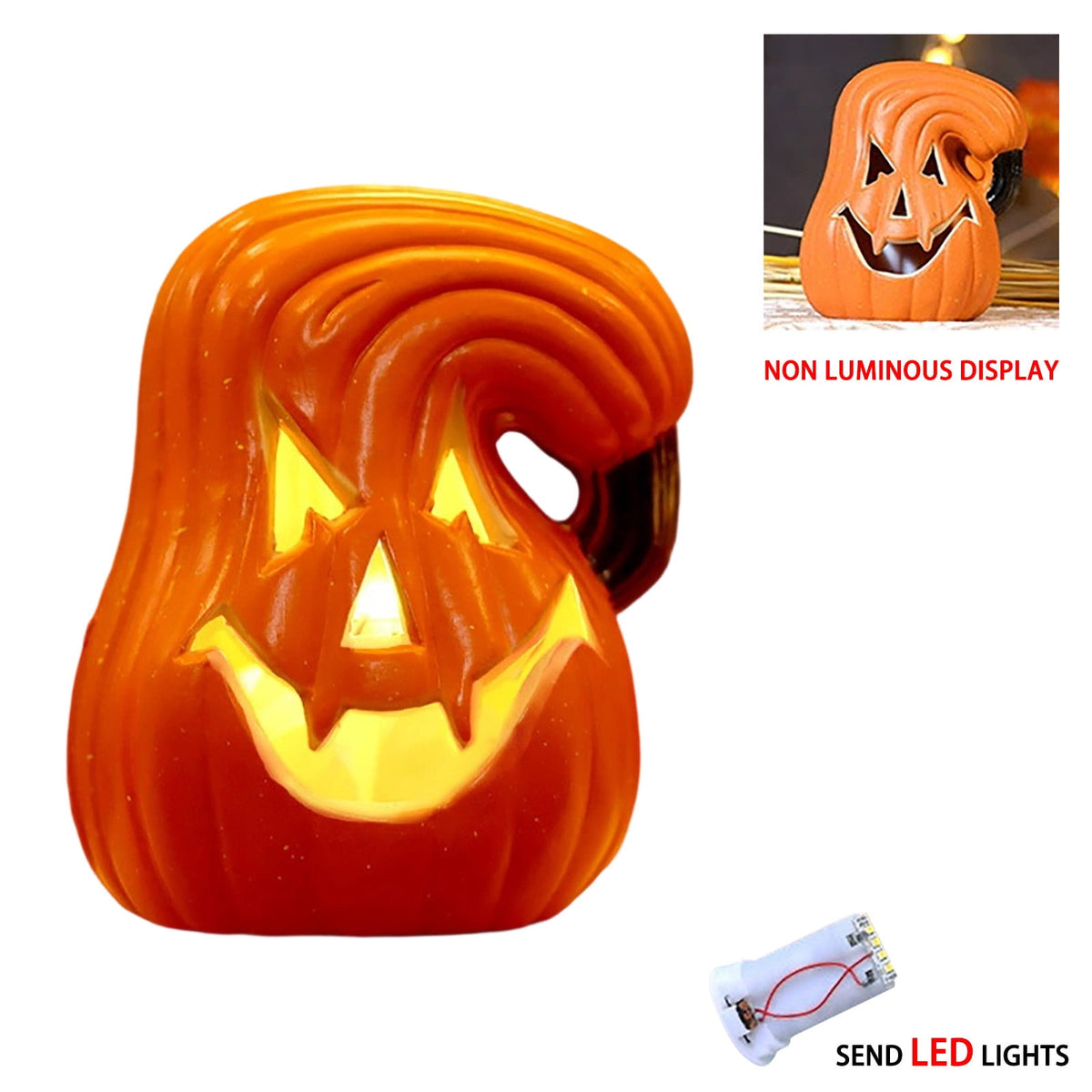 Halloween Lighted Pumpkin Large Plastic LED Pumpkin Decoration for Outdoor Yard Porch Home Storefront Shopping Mall Holiday Display Decor