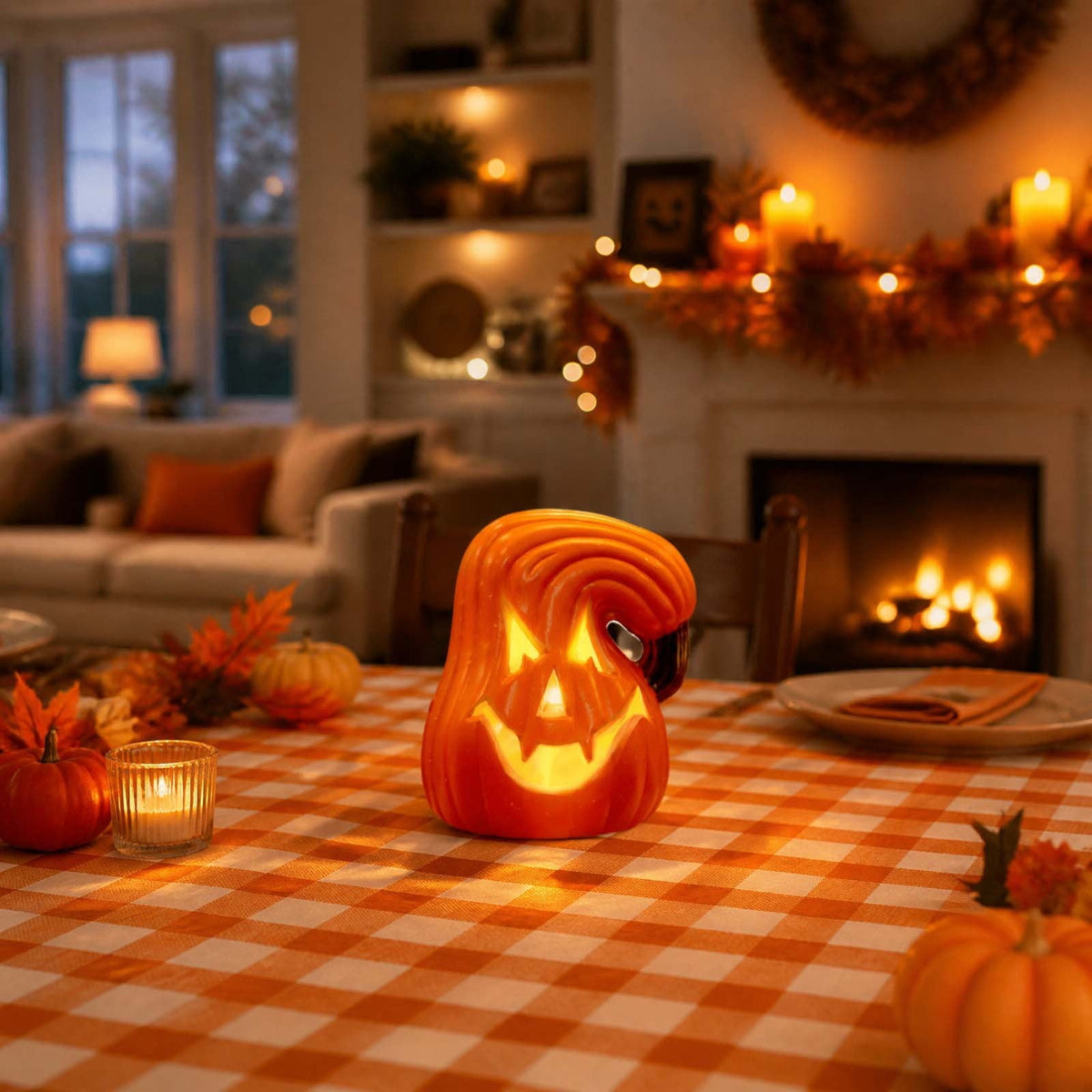 Halloween Pumpkin LED Light Lamp Blow Mold Pumpkin Decoration For Tabletop Shelf And Mantel