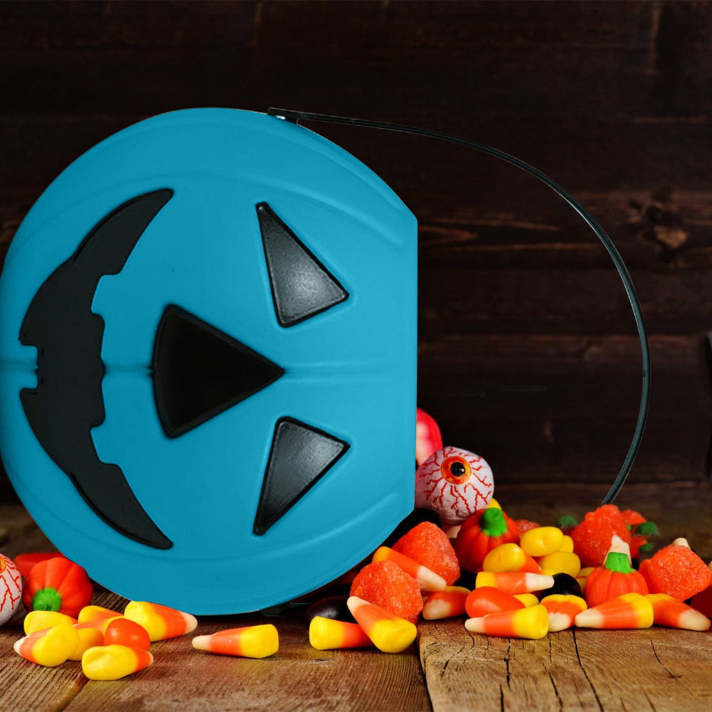 Kumdkd Halloween Pumpkin Bucket for Kids - Plastic Trick or Treat Candy Pail with Handle, Party Decor