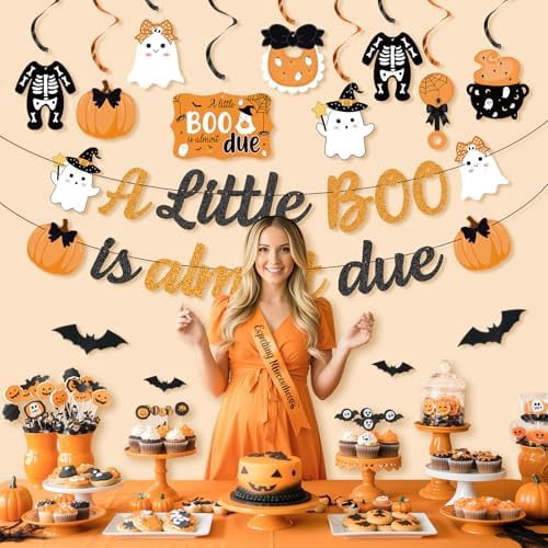 20 Piece Halloween Baby Shower Hanging Swirls Orange Ghost Pumpkin Decorations