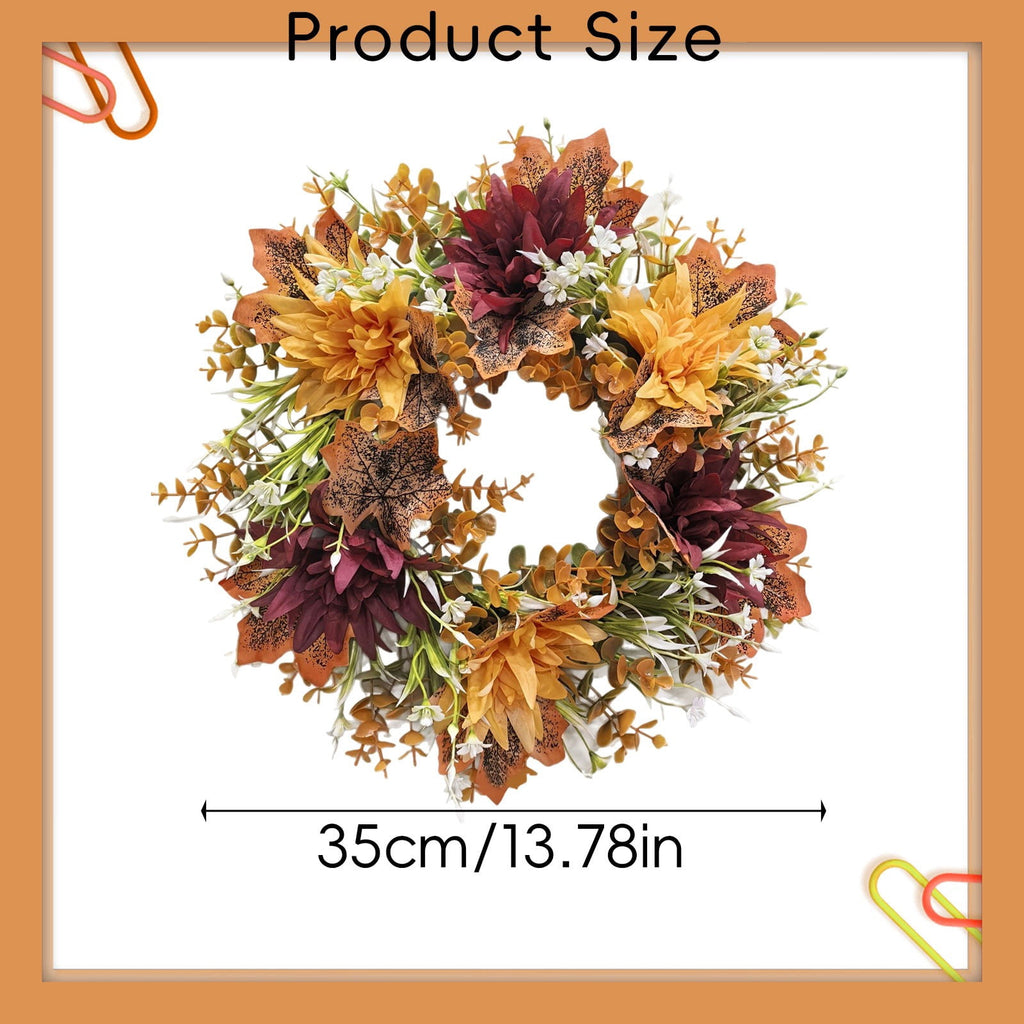 Fall Candle Ring,Artificial Maple Leaves Pumpkins Decorative Wreaths,Berry Wreath for Pillar Candle Holder,Candle Ring for Halloween Centerpieces and Farmhouse Table Decor,7.48 inch(Pink)