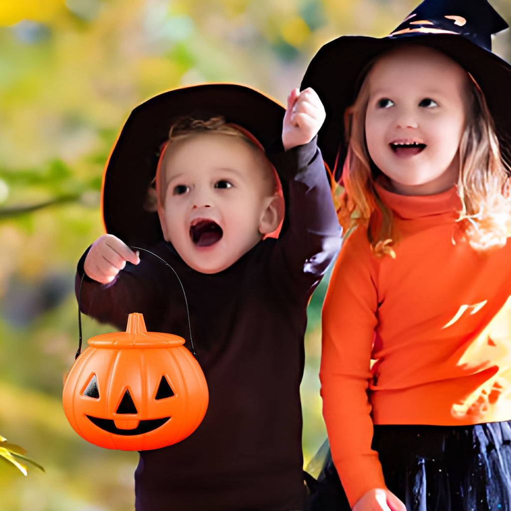 Kyusrd Trick or Treat Halloween Lantern Pumpkin Decoration Lighted Table Centerpieces Ornaments Spooky Pumpkin Prop Decor Decorative Wedding Candy Bowl Organizer Canisters