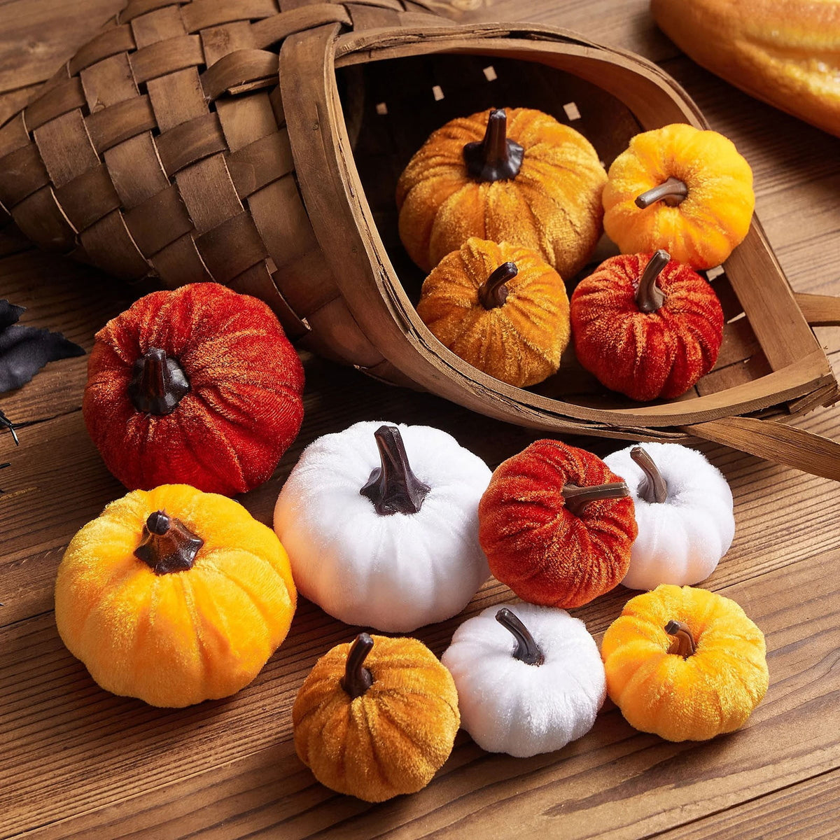 12 Pcs Small Velvet Pumpkins Artificial Pumpkins 2 Sizes for Fall Decor Wedding Thanksgiving Halloween Party Table Centerpiece Farmhouse Decoration, Blue