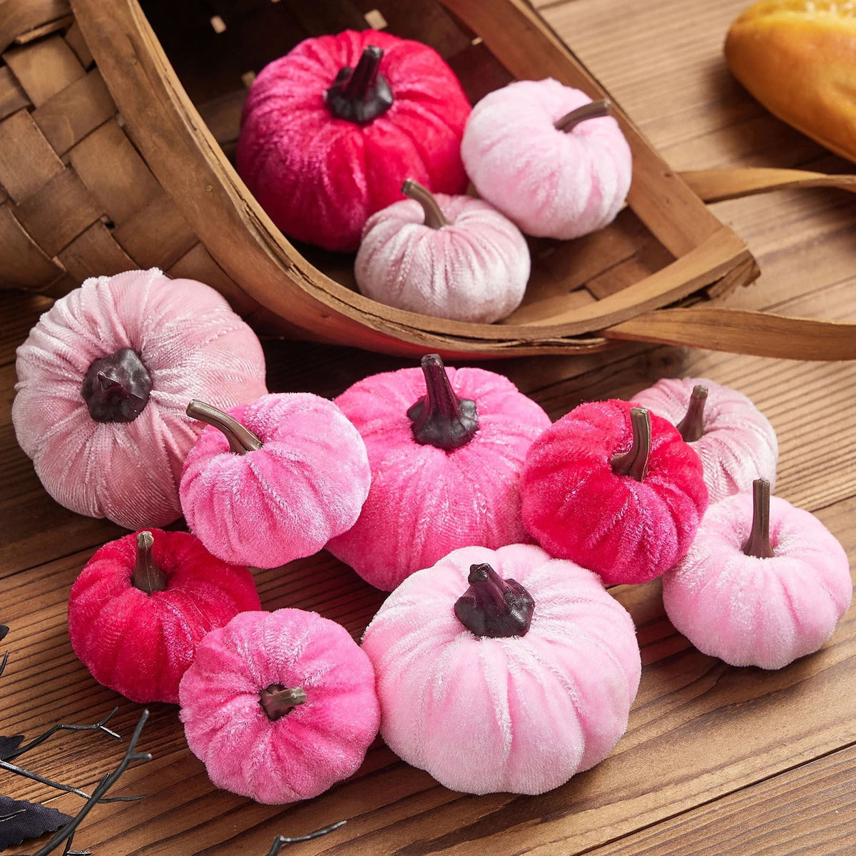 12 Pcs Small Velvet Pumpkins Artificial Pumpkins 2 Sizes for Fall Decor Wedding Thanksgiving Halloween Party Table Centerpiece Farmhouse Decoration, Blue