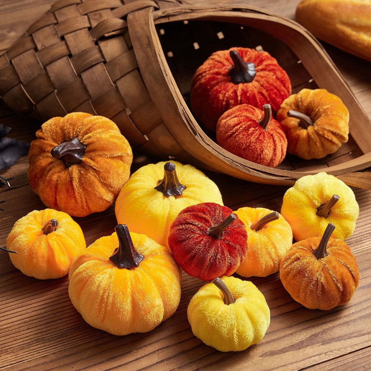 12 Pcs Small Velvet Pumpkins Artificial Pumpkins 2 Sizes for Fall Decor Wedding Thanksgiving Halloween Party Table Centerpiece Farmhouse Decoration, Blue