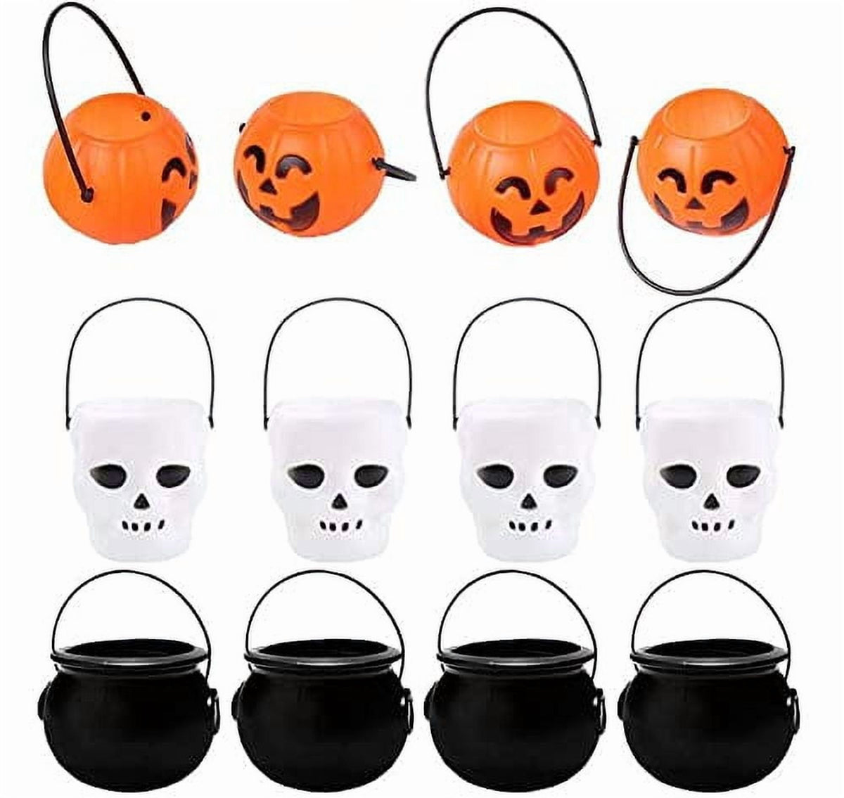 CRAZY NIGHT 12PCS Mini Halloween Pumpkin Candy Bucket, Plastic Trick or Treat Basket for Kids, Portable Halloween Candy Pumpkin Pails for Halloween Party Decor Favors
