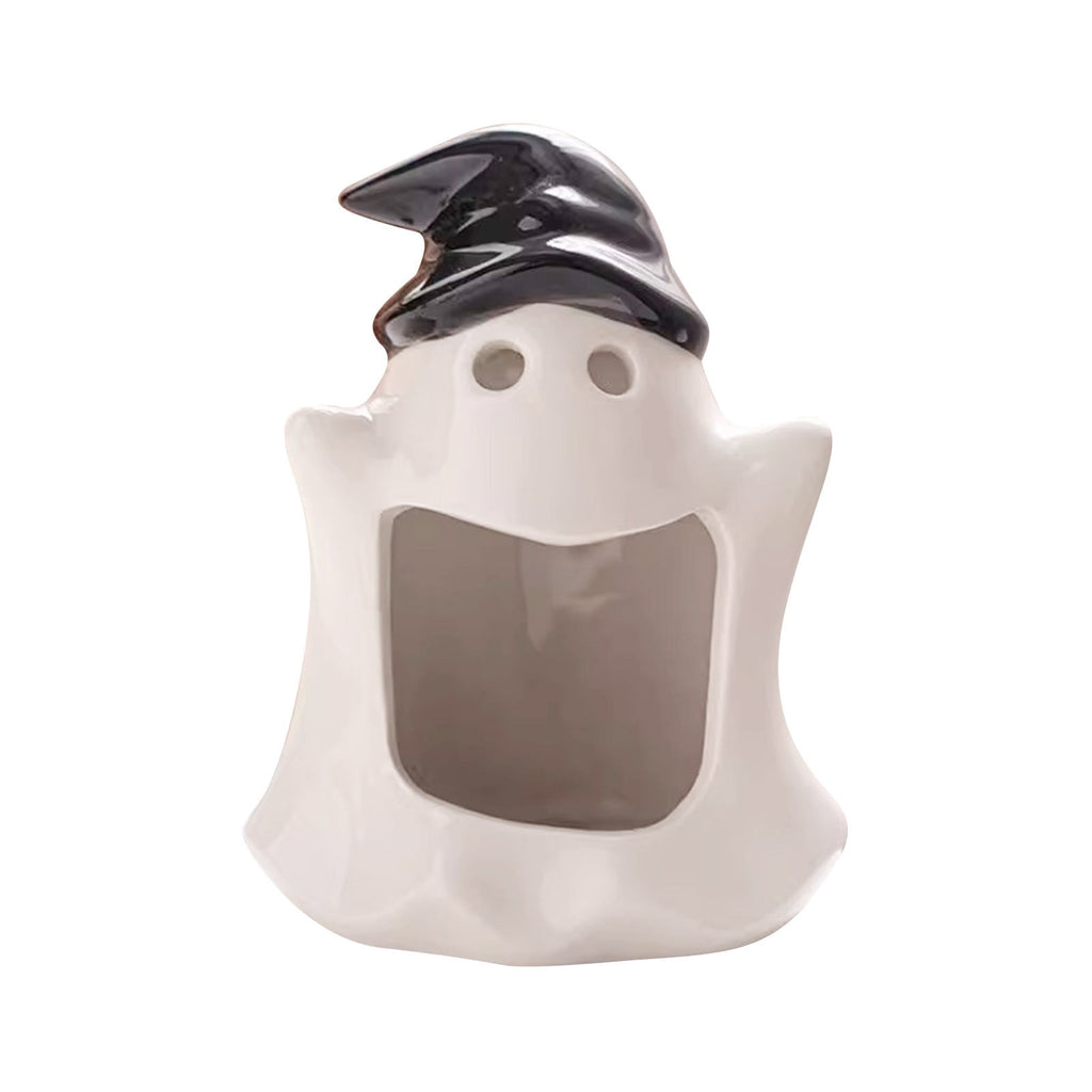 SCNOR Friendly Ghost Statue with Pumpkin Candy Bowl, 11.8 Inch Halloween Decoration for Outdoor Porch, Yard, Patio & Indoor