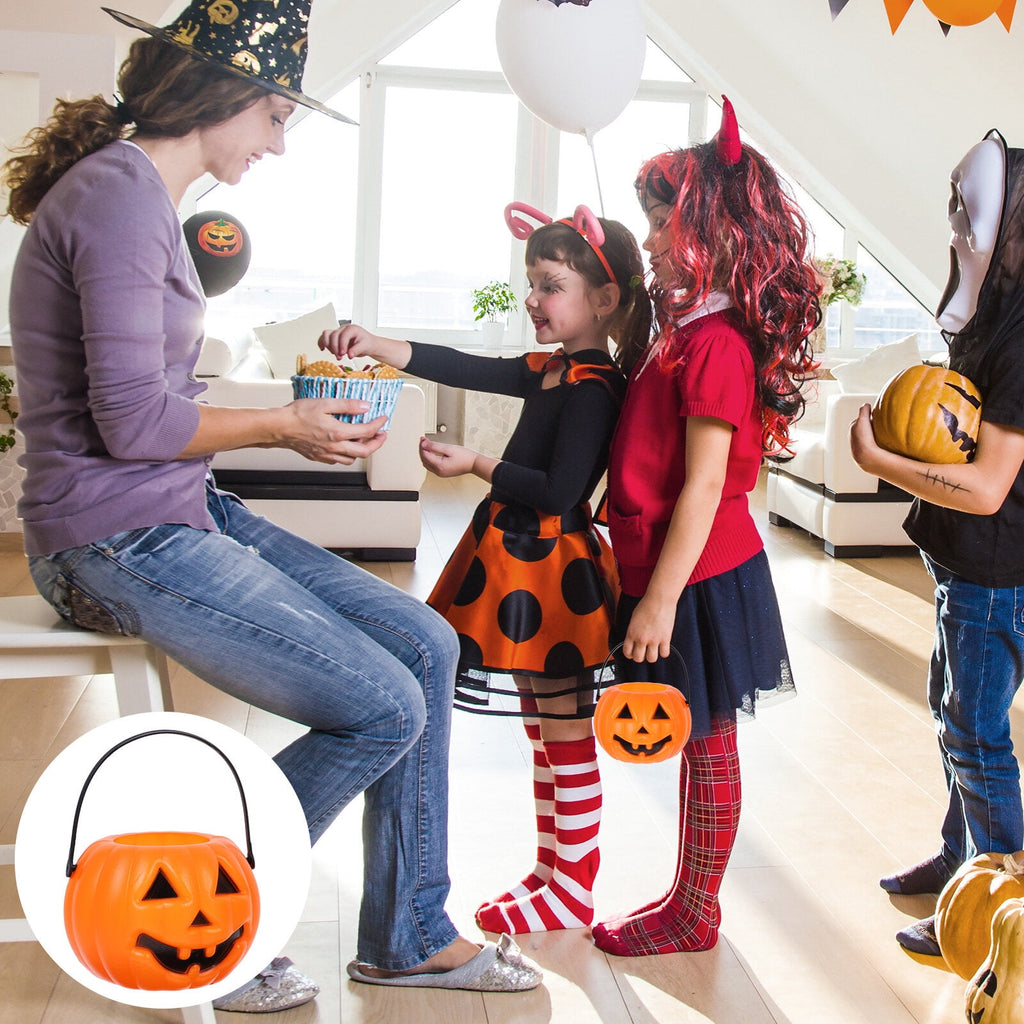Pumpkin Candy Bucket 8pcs Plastic Pumpkin Candy Bucket Children Pumpkin Candy Pail Holder for Halloween Party Decoration Orange