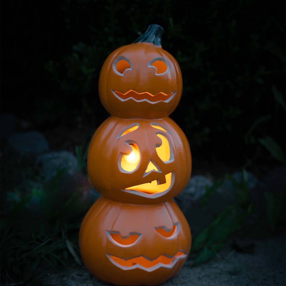 Gamexcel 3 Pack Light Up Jack O Lantern Pumpkins, 10/14/16 in Waterproof LED Halloween Decorations for Indoor Outdoor Porch Yard
