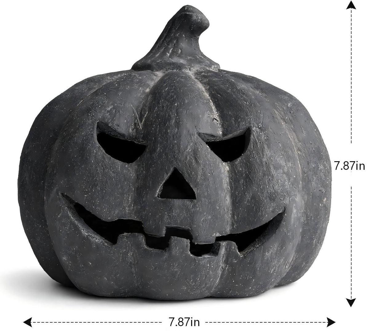 Halloween Decorations - 5.9" Black Handmade Resin Jack O Lantern Pumpkin Fall Decor, Indoor Outside Gothic Festival House Centerpiece Decoration for Table Garden Living Room Mantel
