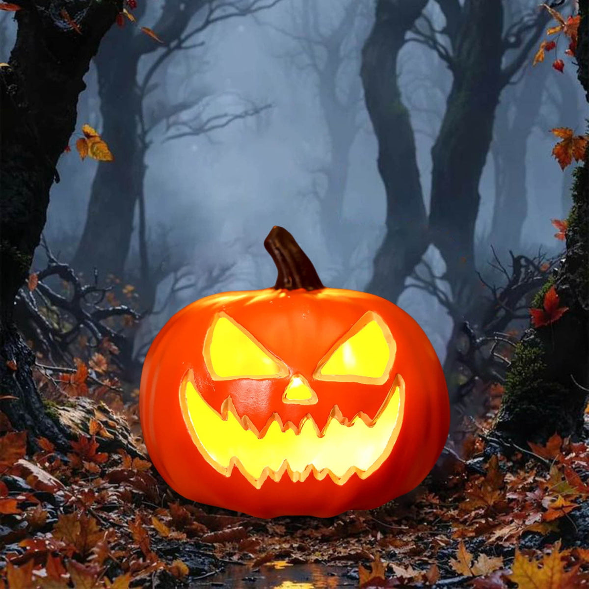 Halloween Pumpkin Lamp Light Decor,Battery Operated Halloween Jack-O-Lantern,Spooky Vintage LED Lighted Pumpkin Lights for Outdoor Indoor Tabletop Front Door Porch Garden Patio Yard