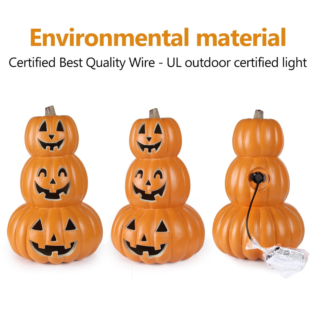Gamexcel 14in Halloween Pumpkin Jack O Lantern With LED Bulb Indoor/Outdoor Pumpkin Party Decoration