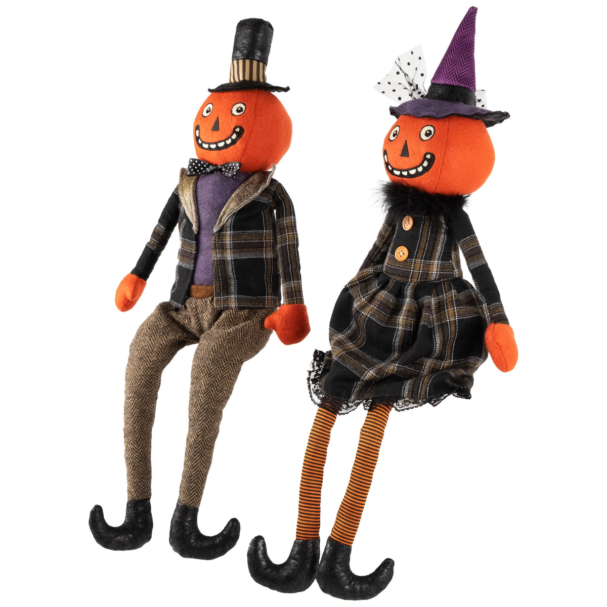 Northlight Jack-O-Lantern Couple Halloween Figures - 24" - Set of 2