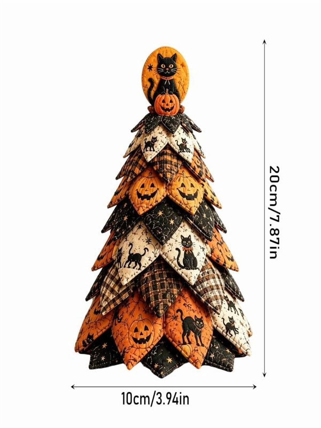 DIY Halloween Quilted Fabric Tree Kit, Sewing Project Holiday Mantel Decor, Quilted Patchwork Fabric Halloween Tabletop Christmas Tree, Handmade Gifts for Craft Lovers, Charming Patchwork Bundle #Cat