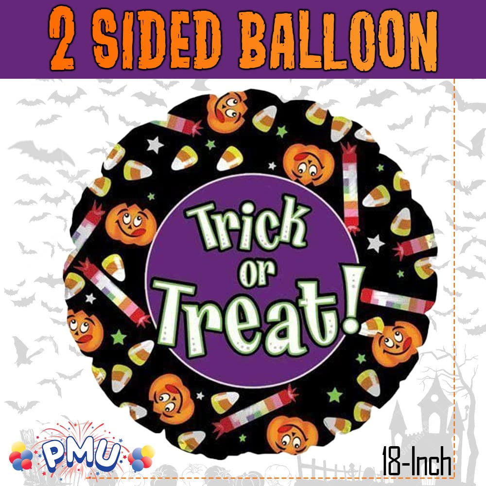 PMU Halloween Party Decoration "Happy Halloween" Jack Faces Aglow 18 Inch Mylar-Foil Balloon (1pkg) Pkg/1