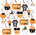 20 Piece Halloween Baby Shower Hanging Swirls Orange Ghost Pumpkin Decorations