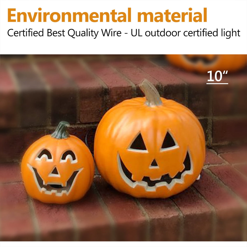 Gamexcel 3 Pack Light Up Jack O Lantern Pumpkins, 10/14/16 in Waterproof LED Halloween Decorations for Indoor Outdoor Porch Yard