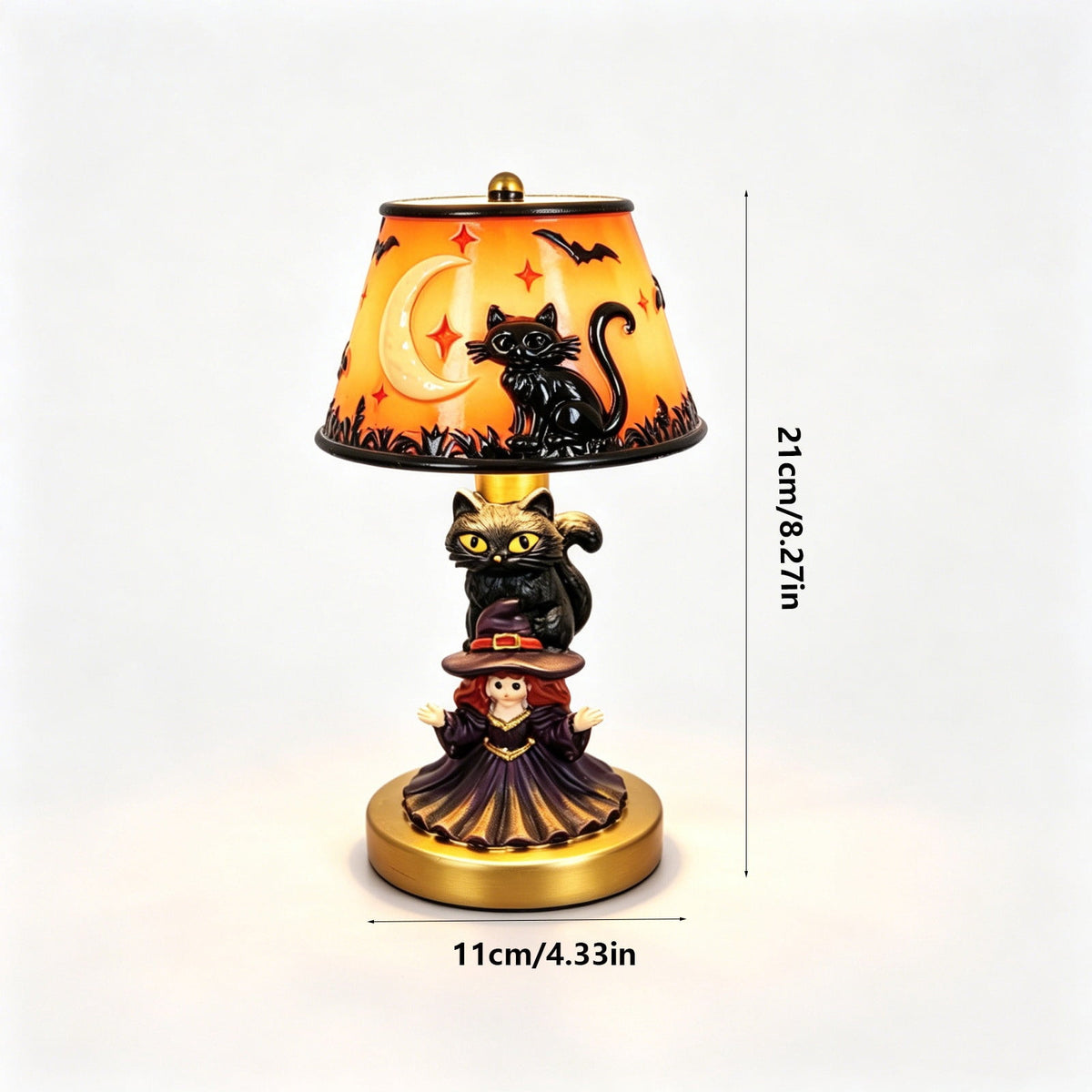 Stained Glass Witch Hat Lamp Gothic Halloween Lighting Decor, Vintage Witchy Hats Night Lights, Handcrafted Retro Resin Table Lamp for Bedroom, Living Room & Home Decor