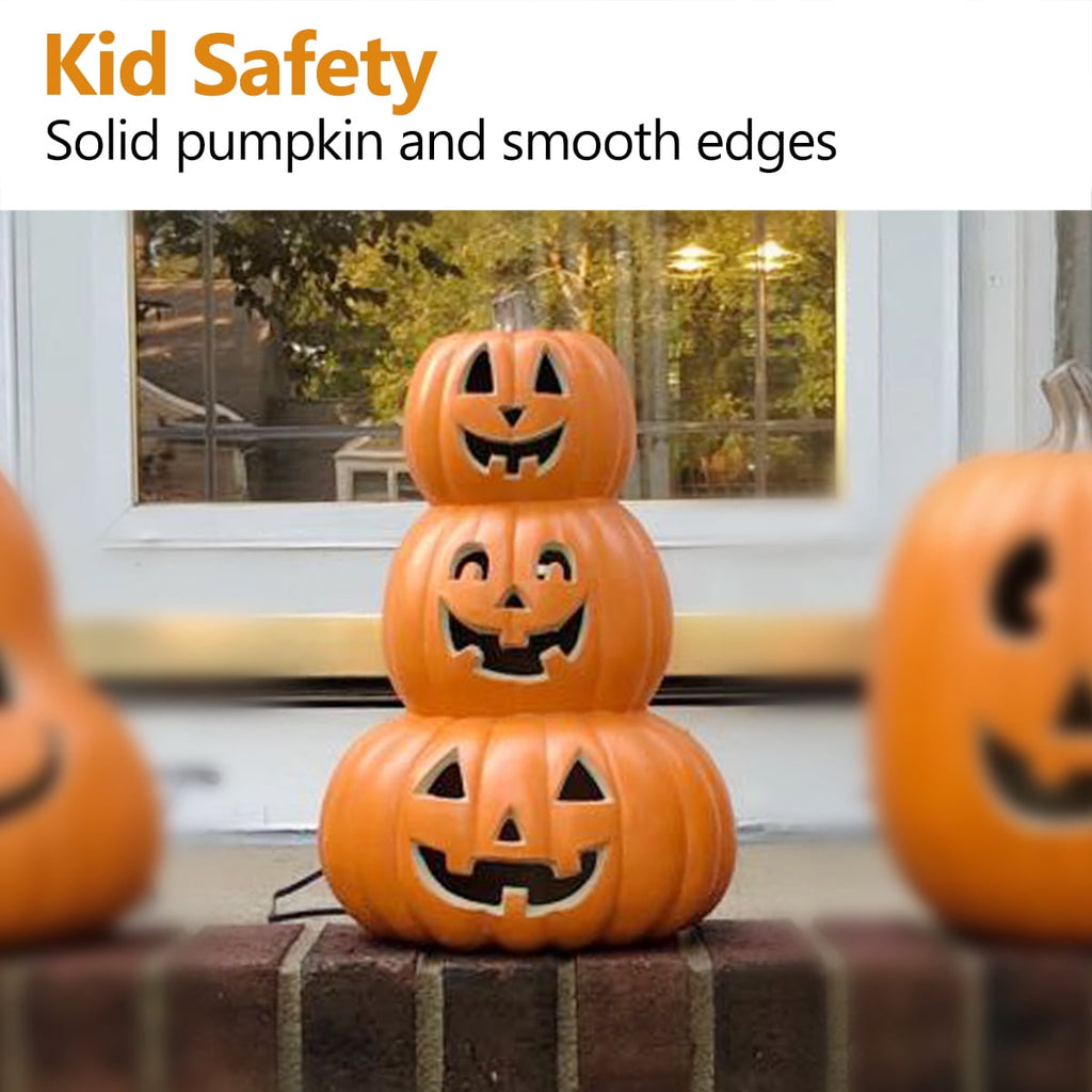 Gamexcel 3 Pack Light Up Jack O Lantern Pumpkins, 10/14/16 in Waterproof LED Halloween Decorations for Indoor Outdoor Porch Yard