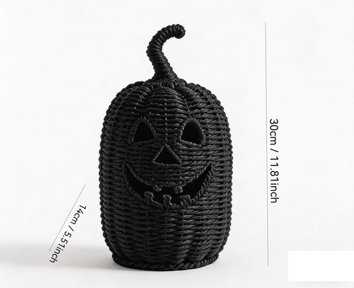 2026 Black Halloween Pumpkin, Halloween Seaweed and Pumpkin Decorations Fall Table Centerpiece for Autumn Fall Holiday Party Home Decor and Festive Fireplace Mantel Display , 11.8 Inch A