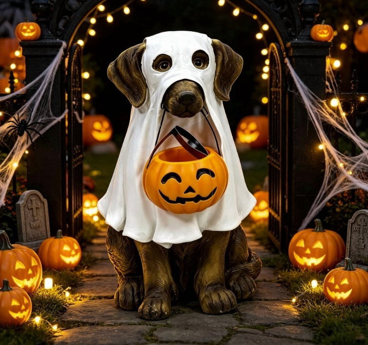 Halloween Ghost Candy Bowl Large Light Up Floor Stand with Remote Control for Halloween Party Treat Display and Trick Or Treat Setup