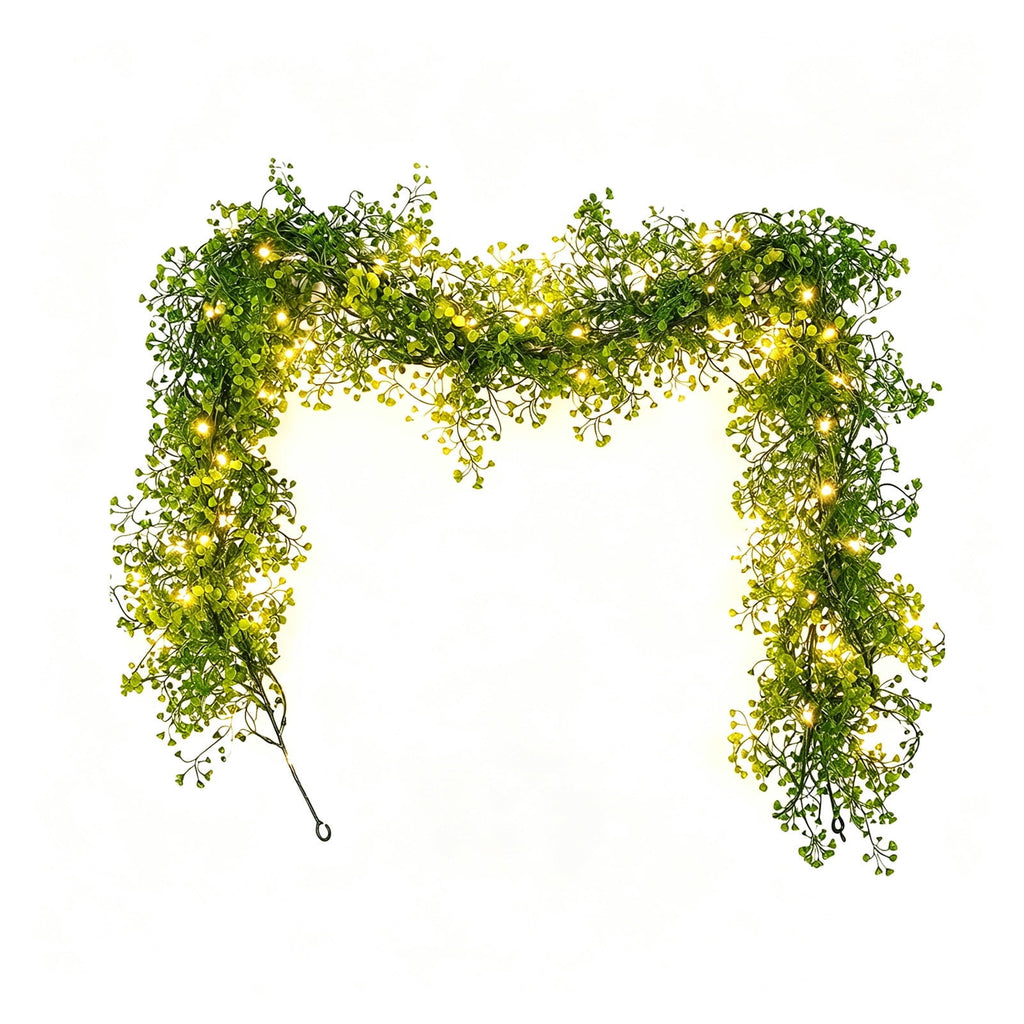Halloween Black Garland with LED Lights 70.87 Inch Gothic Foliage for Mantel Stair Halloween Party Home Indoor Decor