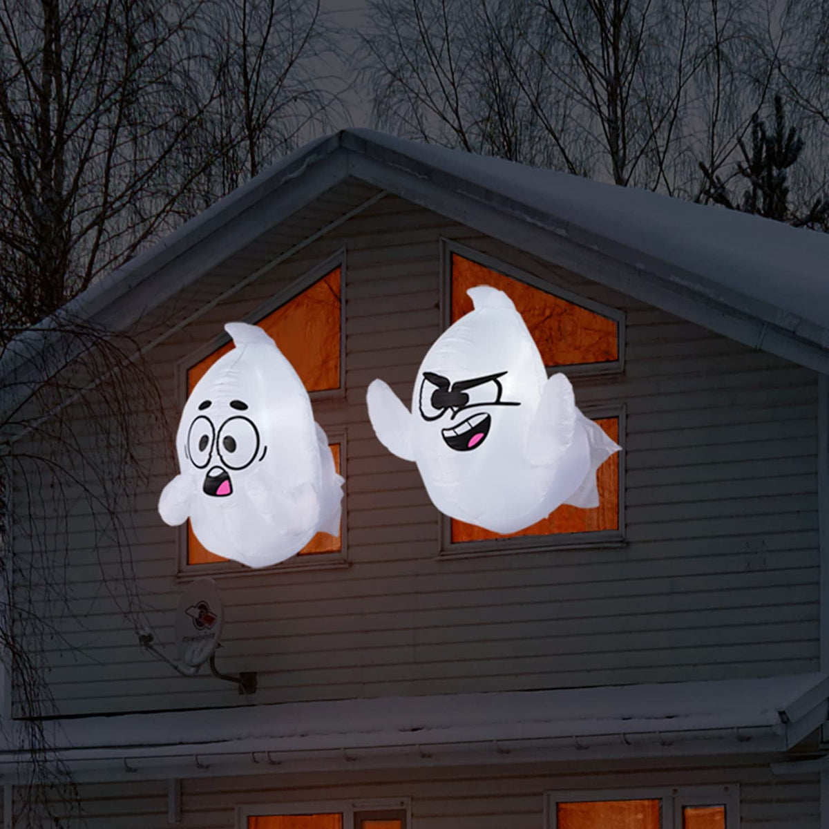 Joyfy 4 FT Halloween Inflatable Purple Octupos Head with Tentacles Broke Out from Window with Built-in LED Blow Up Inflatable for Window Decoration Yard Garden Lawn Decor