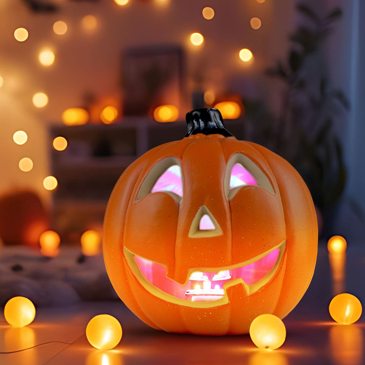 KQJQS Light Up Halloween Pumpkin Lantern, Pre-Lit LED Large Indoor Outdoor Decoration, Battery Operated Giant Pumpkin for Garden, Patio, Front Door Halloween Decor