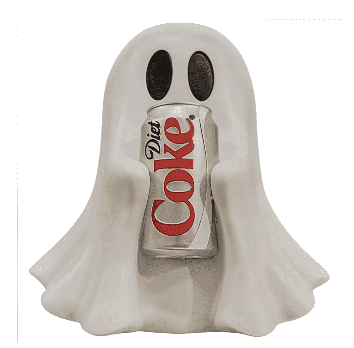Halloween Ghost Figurine, Resin Lighted Ghost Ornament with Pumpkin Lantern & Beverage Cup, Tabletop Halloween Indoor Decor