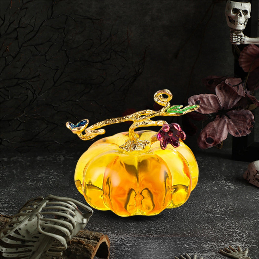 Crystal Pumpkin Figurine, Glass Pumpkin Sculpture Collectible Thanksgiving Decor, Desktop Decoration for Halloween Home Garden Party Decor, Blue