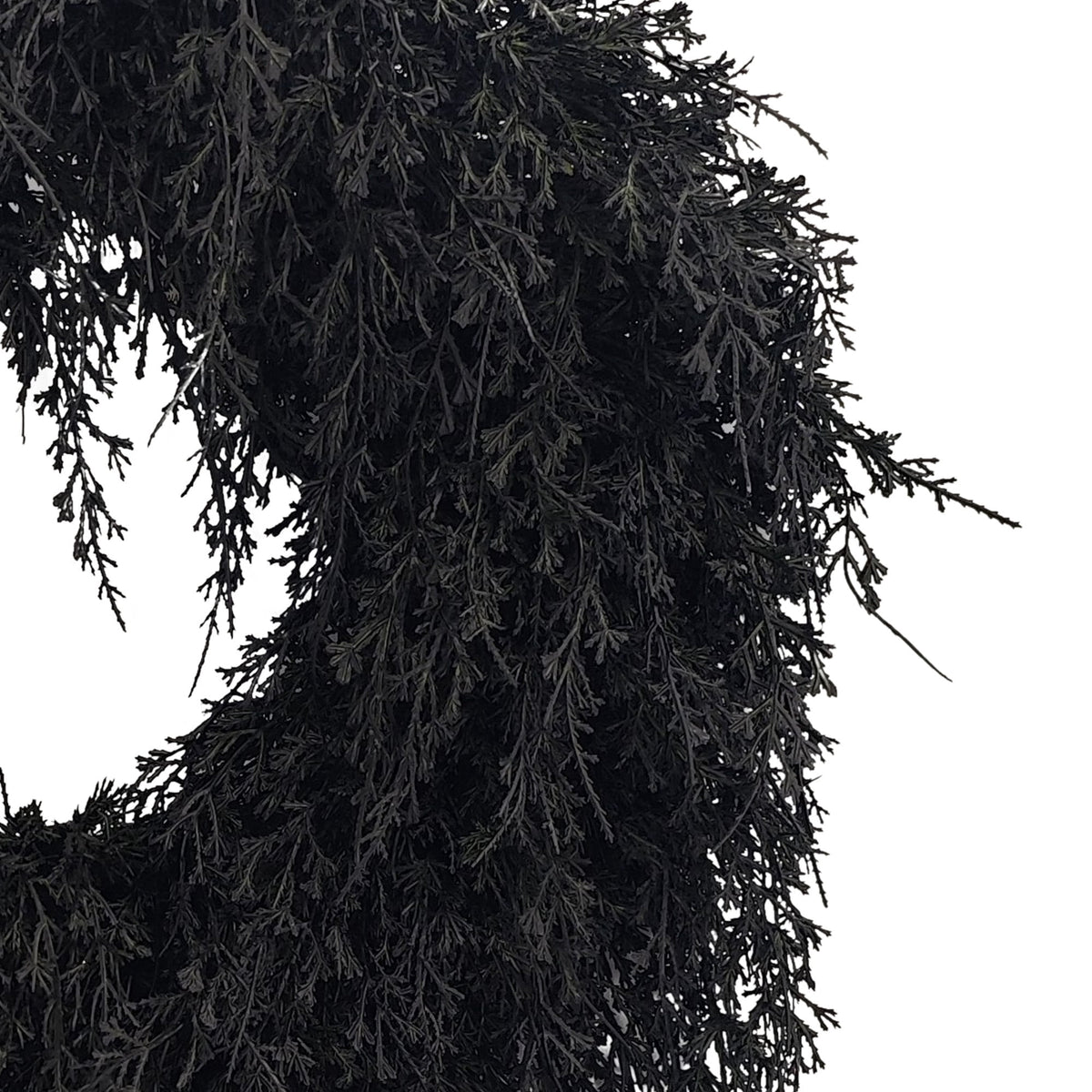 My Texas House Halloween Drapey Faux Cedar Wreath, Black, 24"