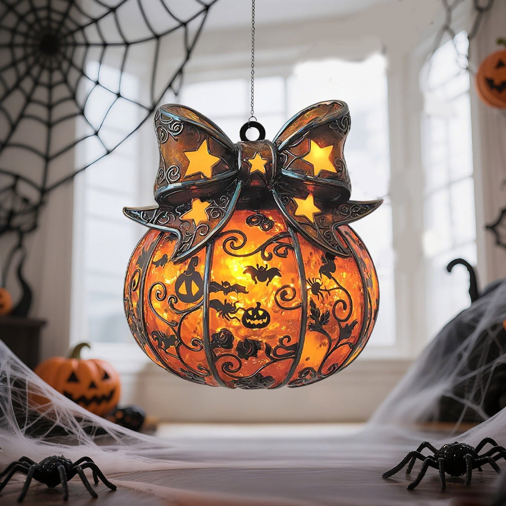 Orangide Halloween Pumpkin Pendant Acrylic Hanging Ornament Fall Decor Cute Jack-O-Lantern Decorations for Home Window Car Rearview Mirror Indoor Outdoor