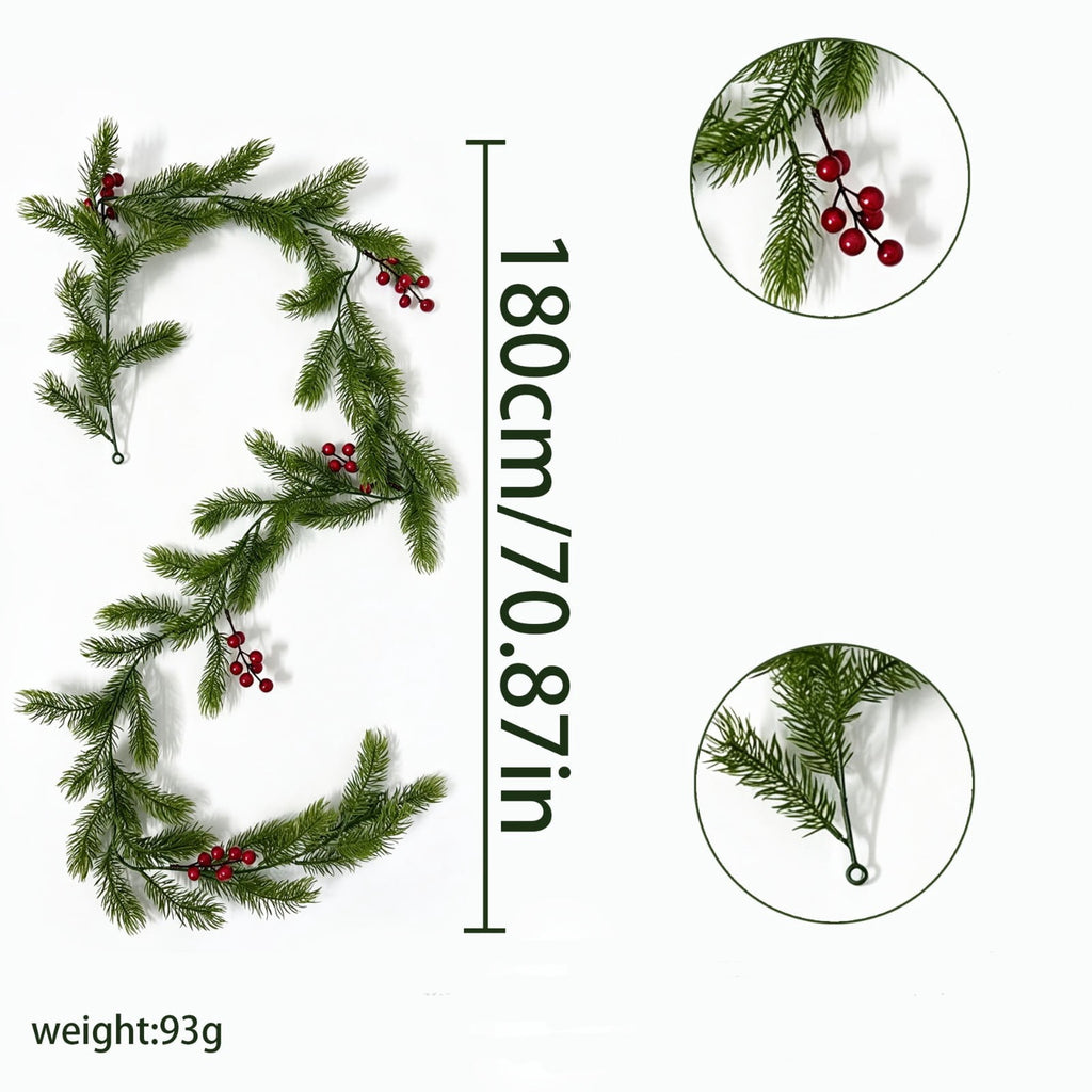 Spring Artificial Flowers Garland, 70 inch Fake Eucalyptus Vine Cherrys Blossoms Hanging Garland Rattan for Mantle Fireplace Wedding Indoor Outdoor Home Decor