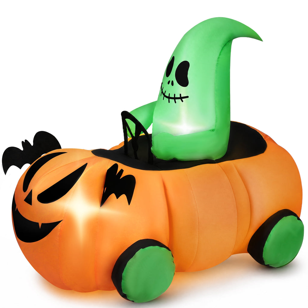 Firstness 2.4GHz Remote Control Car Halloween Inflatable Pumpkin Spider Blow ups Rc Car 360° Rotation, 3 Music and LED Lights,Aged 3+