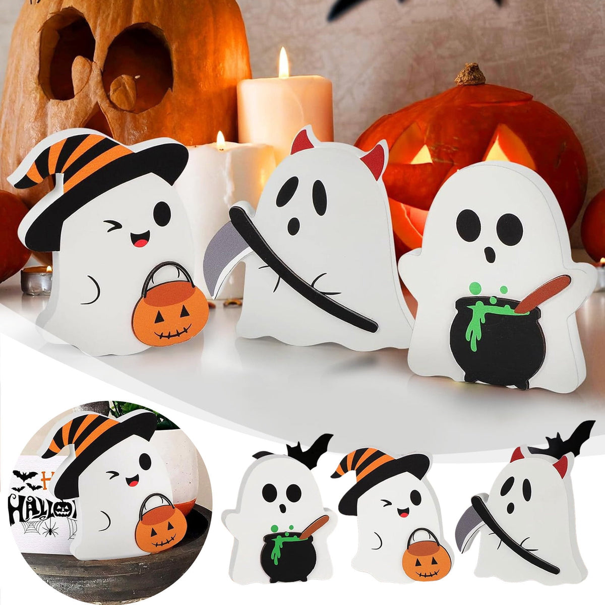 Halloween Ghost Tissue Box Cover | 7.87 Inch Tissue Holder Organizer | Decorative Functional Desktop Accessory | Halloween Theme Home Decor | Resin Halloween Party Decoration