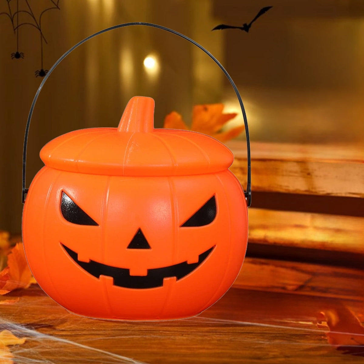 Kyusrd Trick or Treat Halloween Lantern Pumpkin Decoration Lighted Table Centerpieces Ornaments Spooky Pumpkin Prop Decor Decorative Wedding Candy Bowl Organizer Canisters