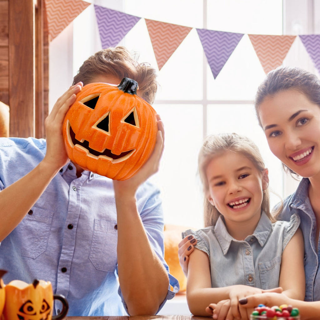 Harlier Halloween Decorations Pre-lit Pumpkin Lantern, Artificial Harvest Pumpkins for Outdoor Indoor, Battery Operated Lighted Halloween Pumpkin Decorations Party Favor Gifts