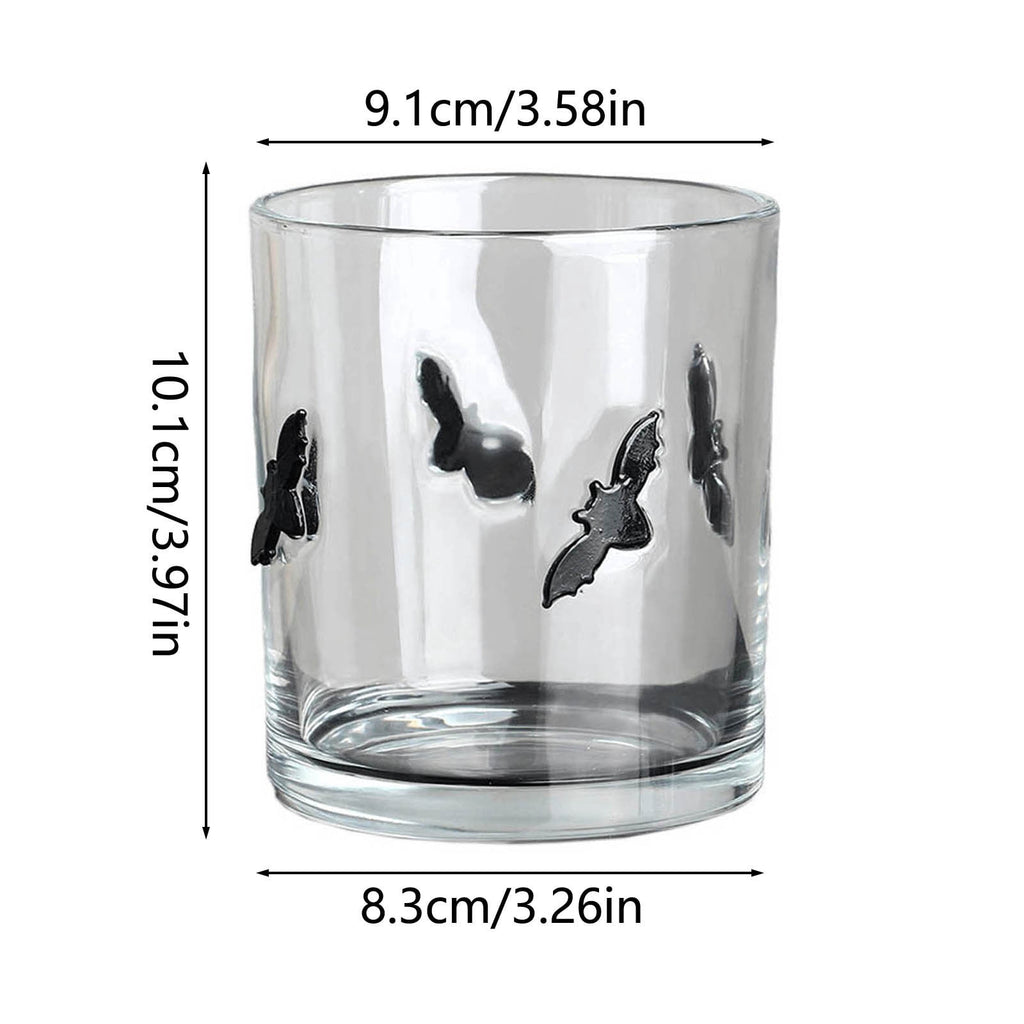 Qocolcyl Halloween Icon Glass Cups- 350ml Pumpkin Black Cat Bat Ghost Stemless Wine Glasses Old Fashioned Icon Hand Blown Drinking Cups for Party Supplies&Gift