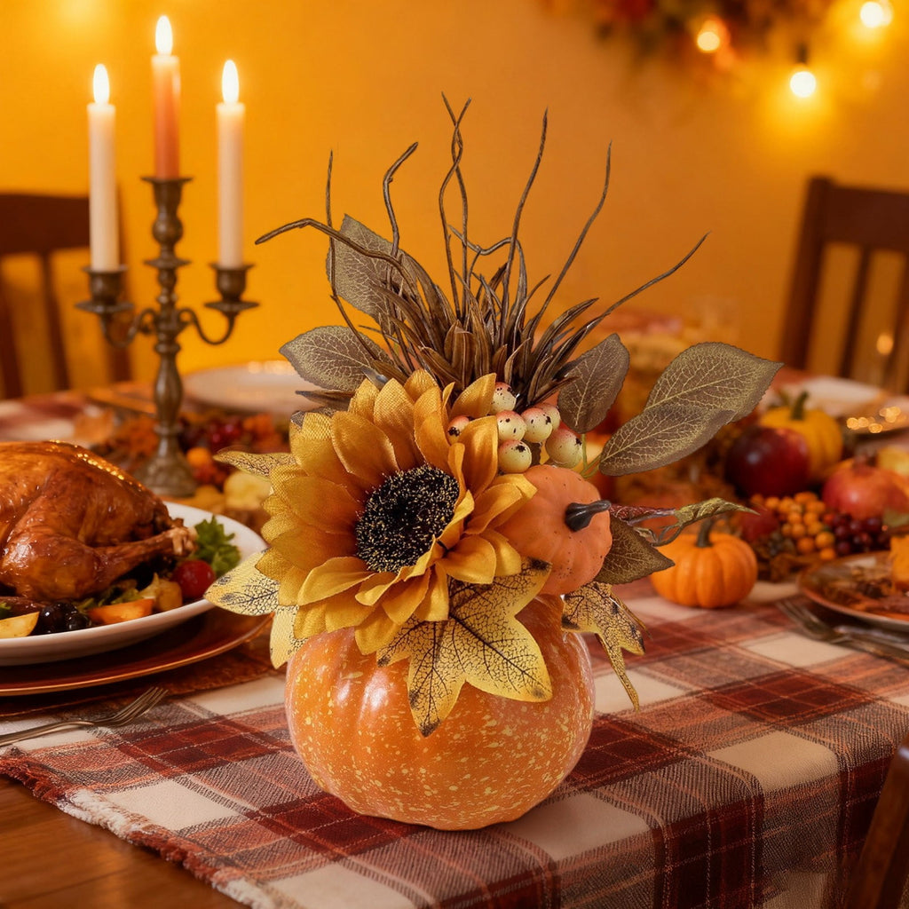 Clearance！Halloween decor, Halloween Indoor Decor, Halloween Decoration Indoor, Halloween Festival Large Pumpkin Ornament Home Decoration Desktop Maple Leaf Sunflower Ornament