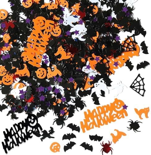Halloween Confetti - Glitter Pumpkin Spider Webs Foil Metallic Sequins Trick or Treat Party Sprinkles Decorations, 60g
