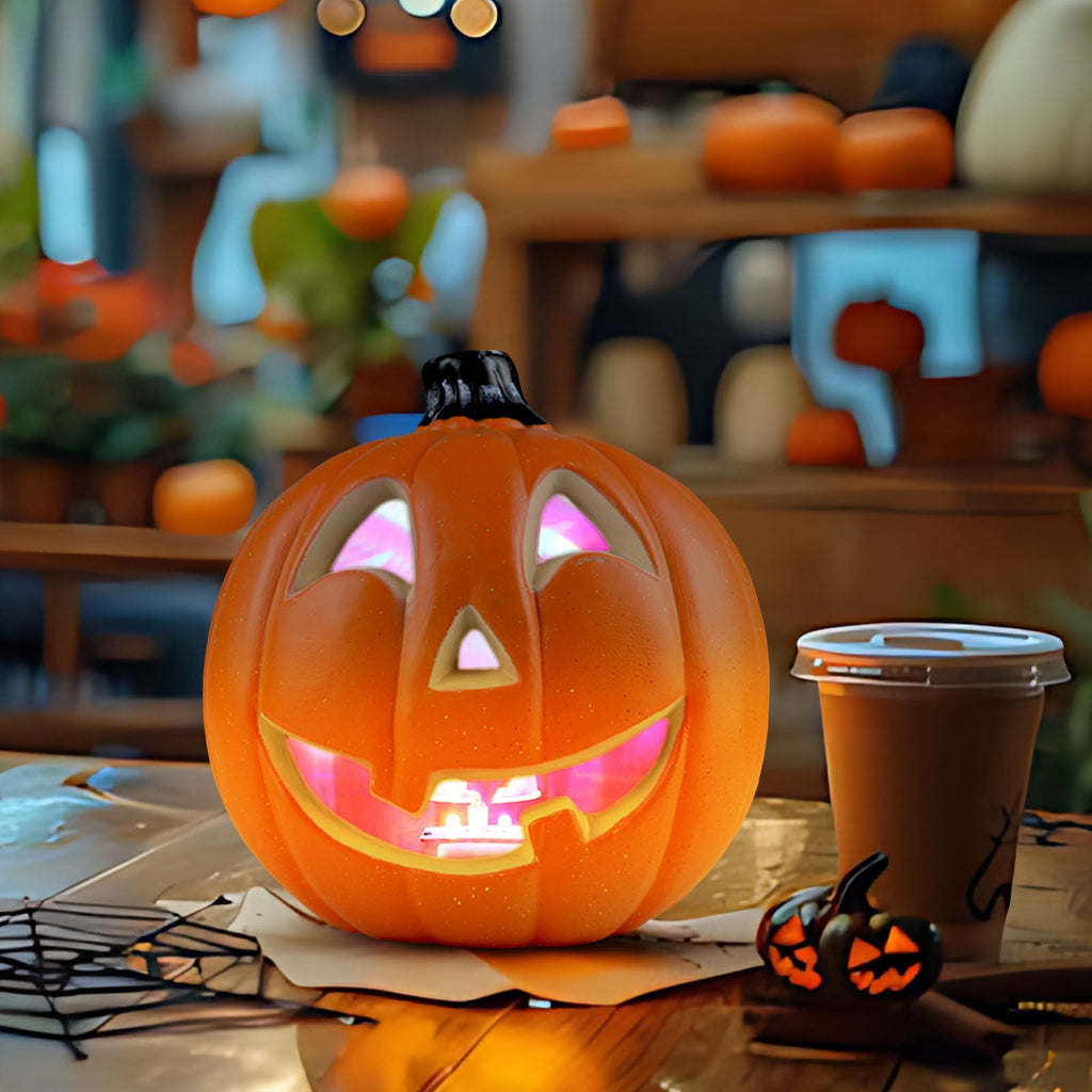 SRUILUO Halloween Light up Jack-O-Lantern, Fall Thanksgiving Pumpkin Light Decorations, Pumpkin Prop with LED Light, Halloween Tabletop Decorations Props for Indoor Outdoor Decor (No Battery)