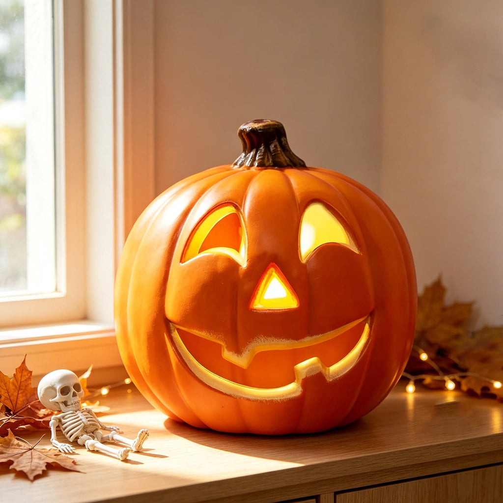 Halloween Lighted Pumpkin Large Plastic LED Pumpkin Decoration for Outdoor Yard Porch Home Storefront Shopping Mall Holiday Display Decor