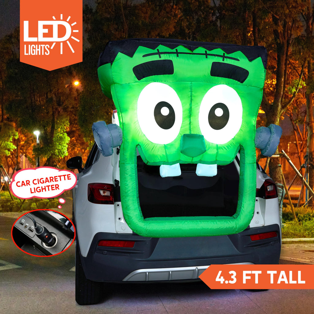 Joyfy 5 FT Halloween Inflatable Ghost Decoration with Colorful LEDs,Trunk or Treat Car Decorations Kit Ghost Trio with Built-in LED Light for Halloween Party Indoor,Outdoor,Yard,Garden Decor